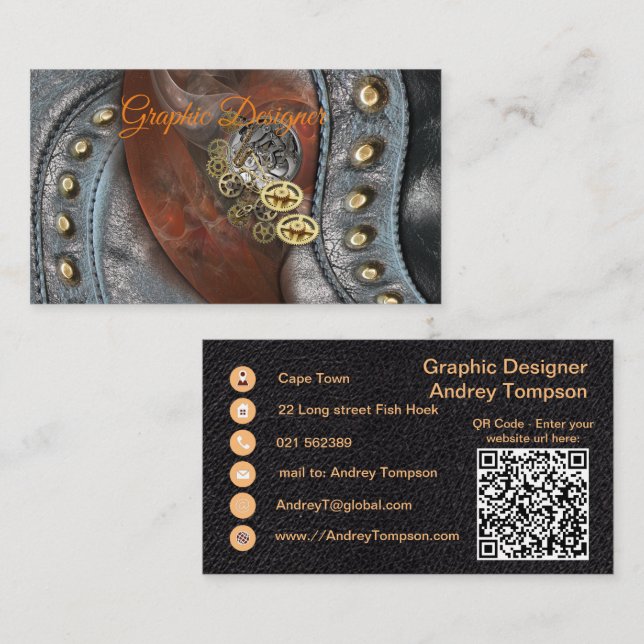Wheels of Time on Leather Travel Accessory Bag Bus Business Card (Front/Back)