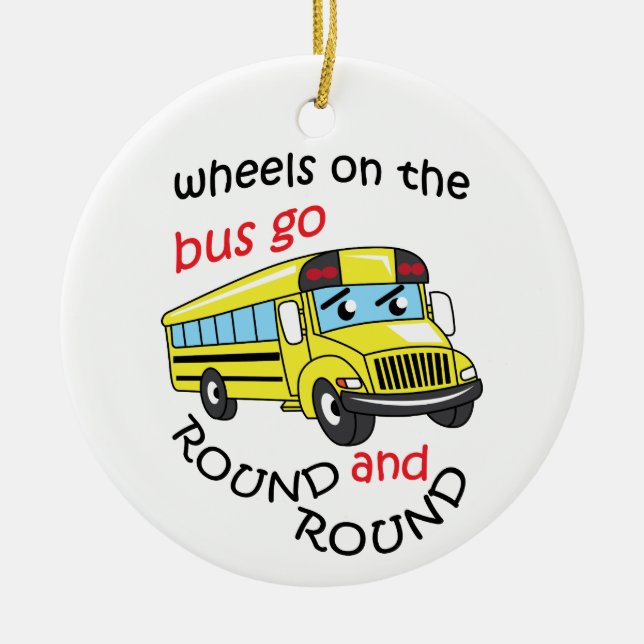 Wheels On the Bus Ceramic Tree Decoration (Front)