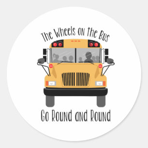 Wheels On The Bus Classic Round Sticker