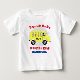 Wheels On The Bus Kids Cute Personalised Baby T-Shirt