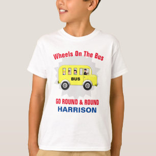 Wheels On The Bus Kids Cute Personalised T-Shirt