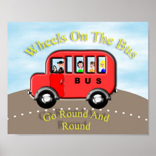 Wheels On The Bus Kids Nursery Rhyme Themed Poster