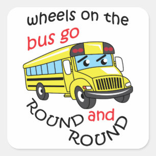 Wheels On the Bus Square Sticker