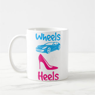 Wheels Or Heels Baby Gender Reveal Baby Shower Par Coffee Mug