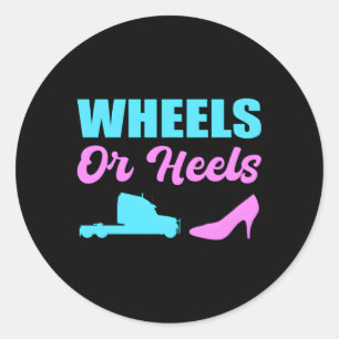 Wheels Or Heels Parent Classic Round Sticker