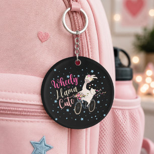 Wheely Llama Cute Personalised Keychain