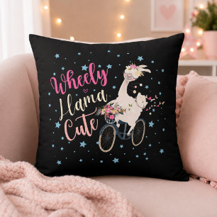 Wheely Llama Cute Personalised Throw Pillow