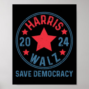 Wheimer 2024 Save Democracy Kamala Harris Tim Walt Poster