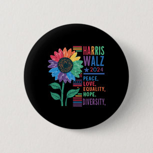 Wheimer Peace Love Equality Hope Diversity Kamala  6 Cm Round Badge