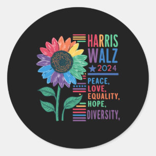 Wheimer Peace Love Equality Hope Diversity Kamala  Classic Round Sticker