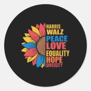 Wheimer Peace Love Equality Hope Diversity Sunflow Classic Round Sticker