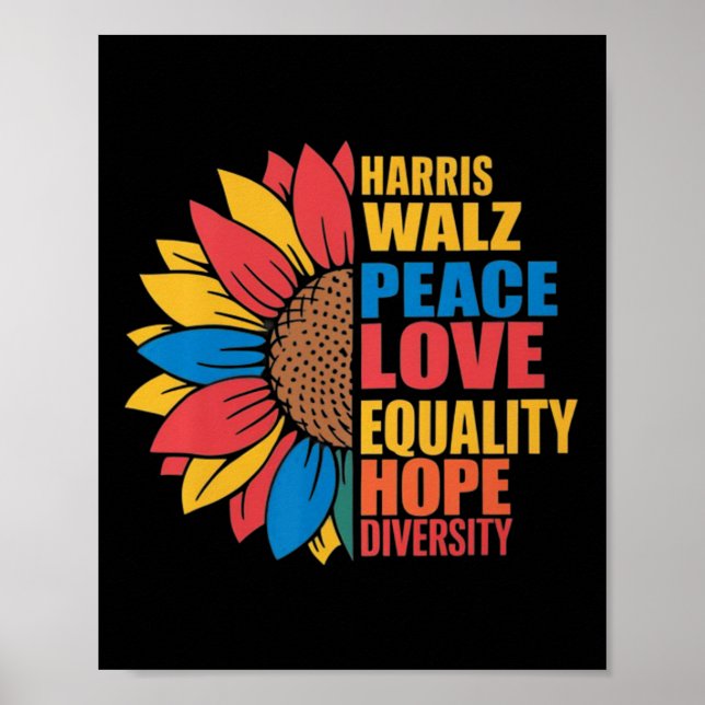 Wheimer Peace Love Equality Hope Diversity Sunflow Poster (Front)