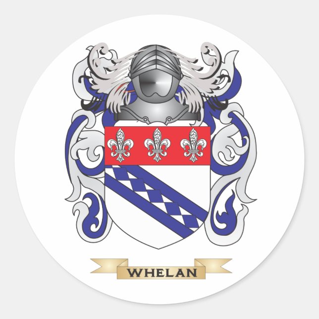 Whelan Family Crest (Coat of Arms) Classic Round Sticker (Front)