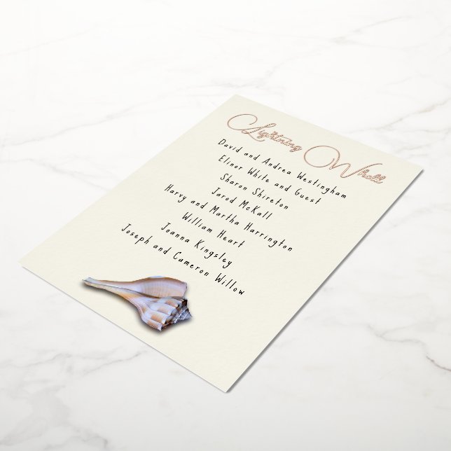 Whelk Seashell Guest List Table Name Seating Cards (Rotated)