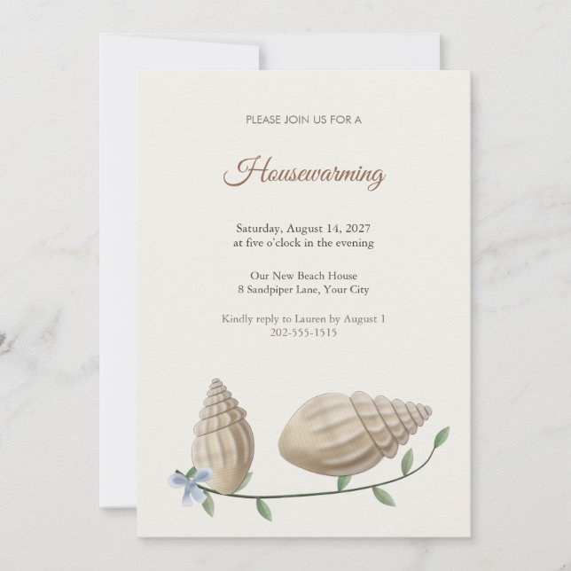 Whelk Shell Beach Housewarming Party Invitation (Front)