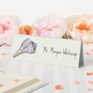 Whelk Shell Tented Place Cards With Name Template