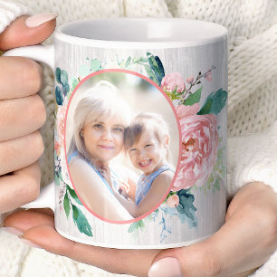 When A Child Is Born So Is A Grandma Floral Photo Coffee Mug