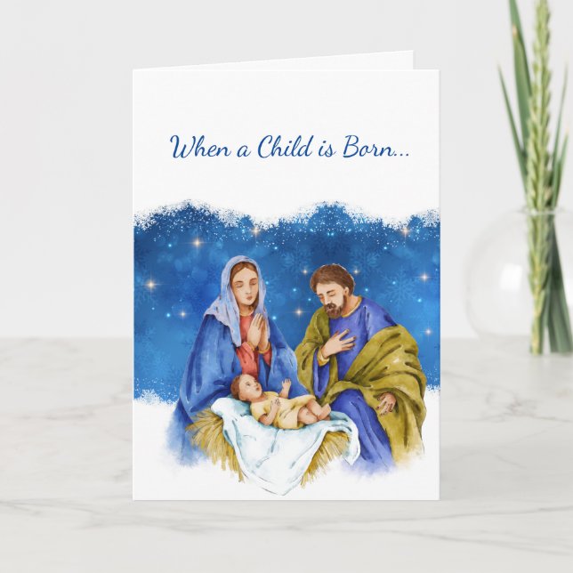 When a Child is Born Song Lyric Jesus Nativity Holiday Card (Front)