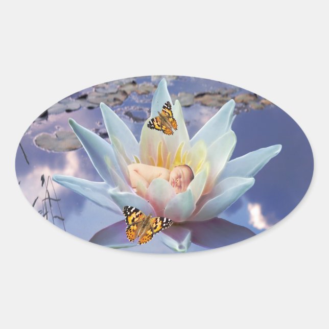 When a little baby goes to sleep oval sticker (Front)