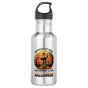 When Black Cats Prowl Halloween Cat Tombstone Pump 532 Ml Water Bottle