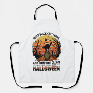 When Black Cats Prowl Halloween Cat Tombstone Pump Apron