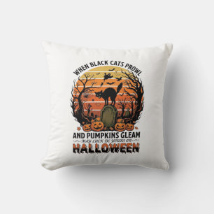 When Black Cats Prowl Halloween Cat Tombstone Pump Cushion