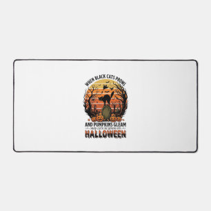 When Black Cats Prowl Halloween Cat Tombstone Pump Desk Mat
