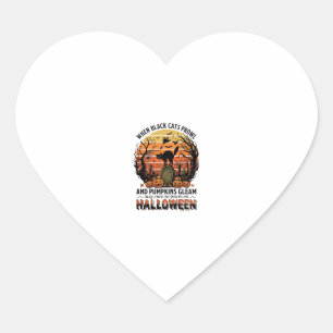 When Black Cats Prowl Halloween Cat Tombstone Pump Heart Sticker