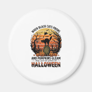 When Black Cats Prowl Halloween Cat Tombstone Pump Magnet
