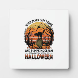 When Black Cats Prowl Halloween Cat Tombstone Pump Plaque