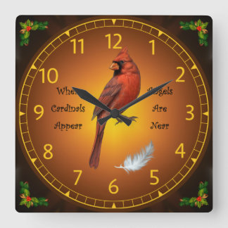 When Cardinals Appear, Angels Are Near ~ Square Wall Clock