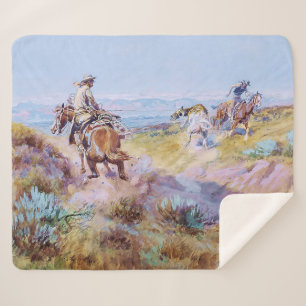 “When Cows Were Wild” by Charles M Russell Sherpa Blanket