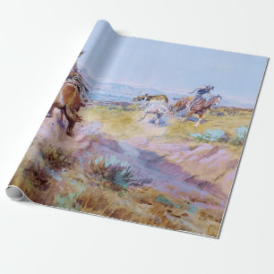 “When Cows Were Wild” by Charles M Russell Wrapping Paper