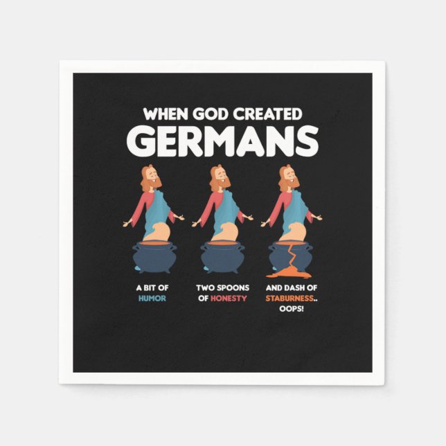 When God Created Germans Funny Germany Gift Napkin (Front)