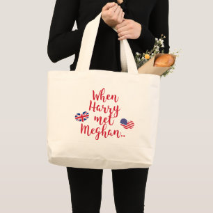 When Harry met Meghan Fun Royal Wedding Large Tote Bag