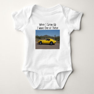 When I Grow Up Yellow 1973 Corvette Baby Bodysuit