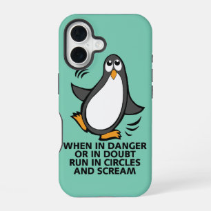 When in Danger or in Doubt  Funny Penguin Graphic iPhone 16 Case