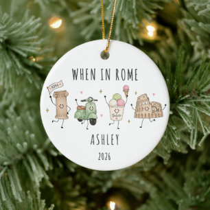 When in Rome Personalised Italy Trip Ceramic Tree Decoration
