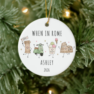 When in Rome Personalised Italy Trip Ceramic Tree Decoration