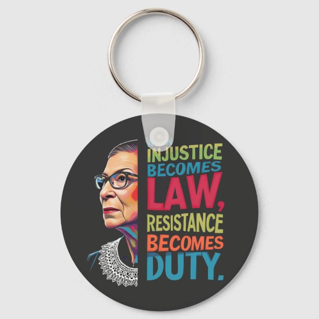 When Injustice Becomes Law Resistance Becomes Duty Key Ring (Front)