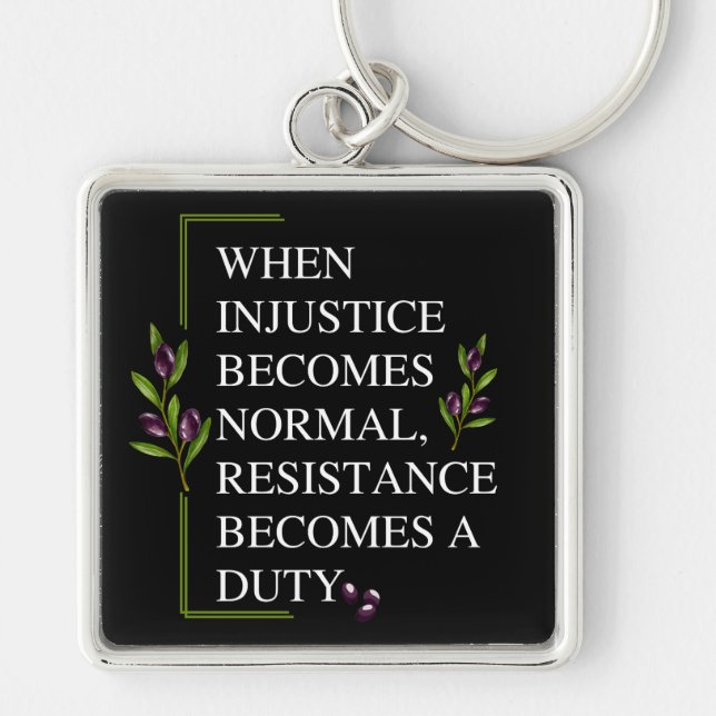WHEN INJUSTICE BECOMES NORMAL, RESISTANCE BECOMES  KEY RING (Front)