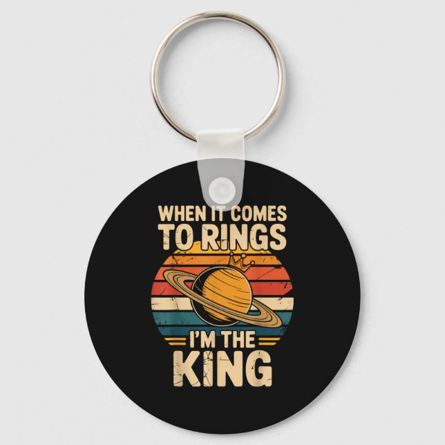 When It Comes To Rings Saturn Retro Planets  Key Ring (Front)