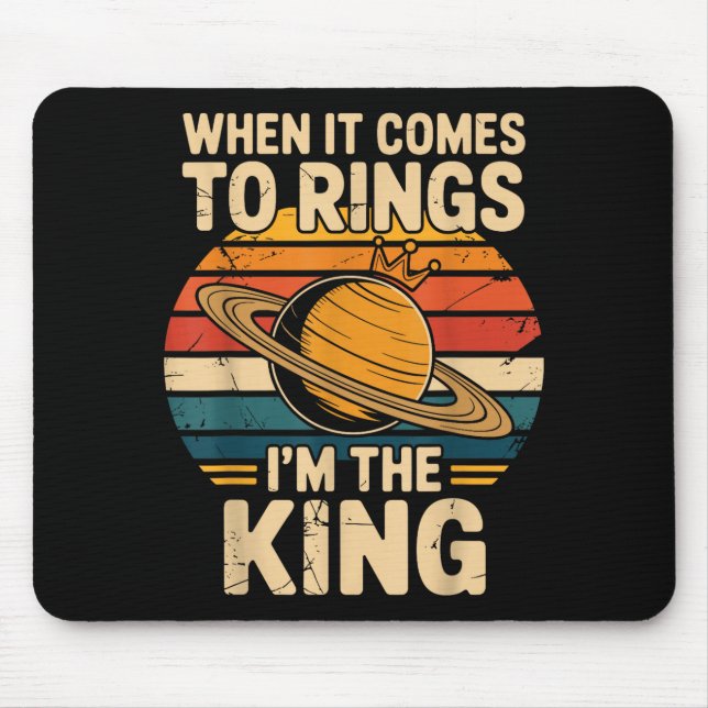 When It Comes To Rings Saturn Retro Planets  Mouse Mat (Front)