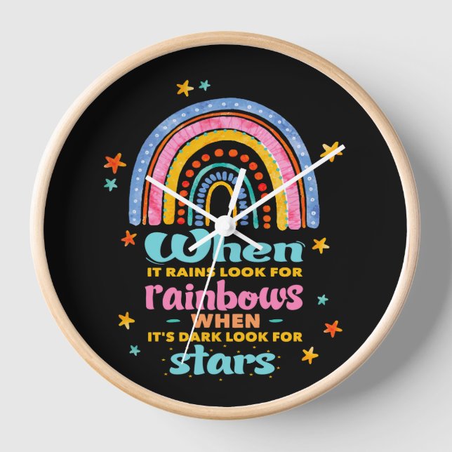 When It Rains Look For Rainbows Clock (Front)