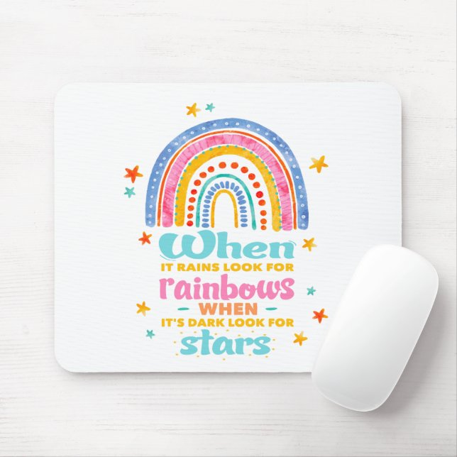 When It Rains Look For Rainbows Mouse Mat (With Mouse)