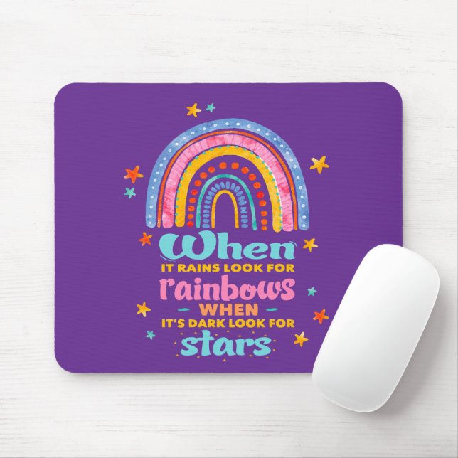 When It Rains Look For Rainbows Mouse Mat (With Mouse)