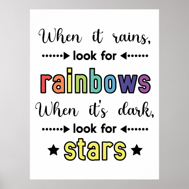 When It Rains, Look for Rainbows. Quote  Poster (Front)