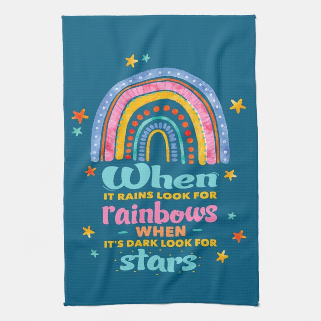 When It Rains Look For Rainbows Tea Towel (Vertical)