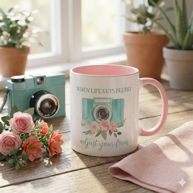 When Life Gets Blurry Mug (Encourage someone special with this, "When life gets blurry adjust your focus" photography mug! )