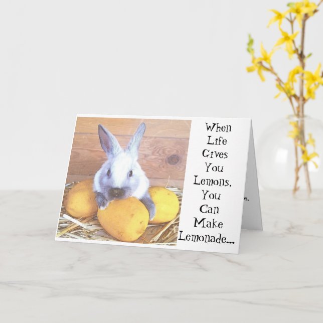 When Life Gives You Lemons Bunny Card (Yellow Flower)